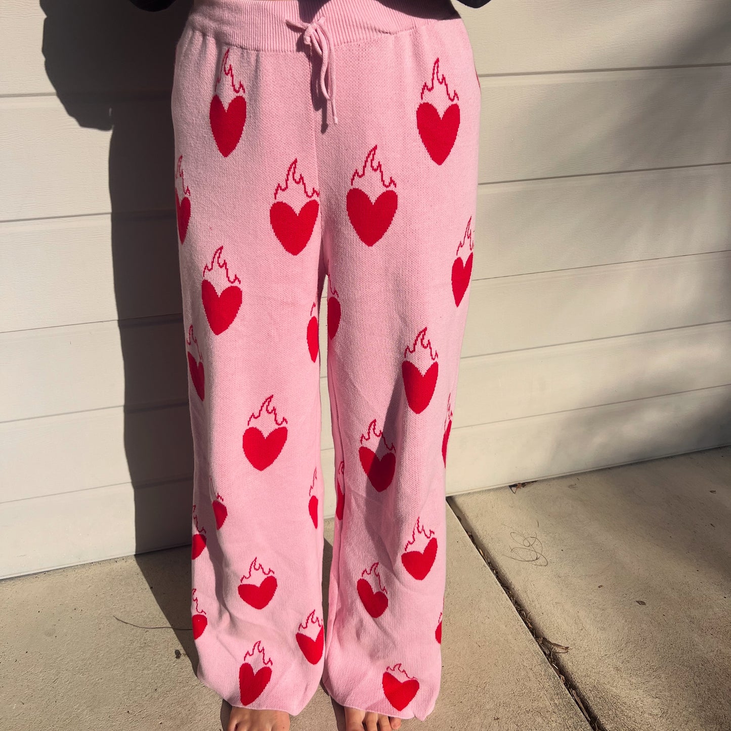 ADULT FLAMING HEART KNIT PANTS