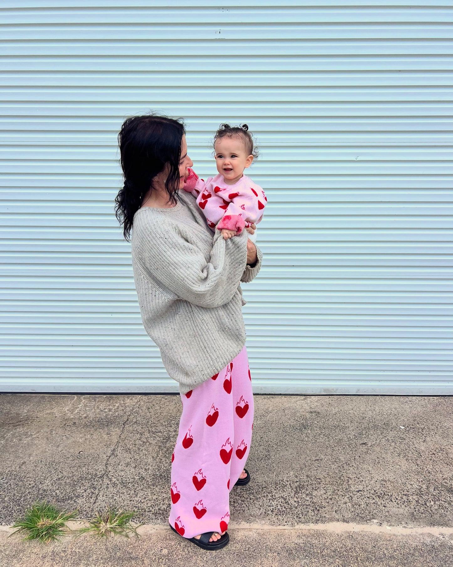 ADULT FLAMING HEART KNIT PANTS