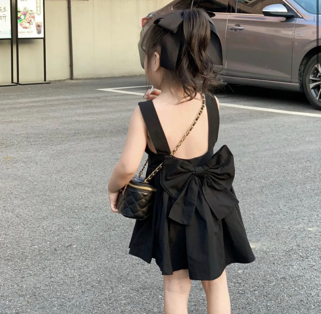 BLACK BOW ROSE DRESS