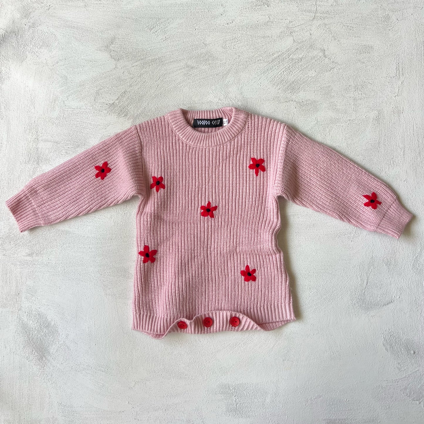 KNIT FLOWER ROMPER