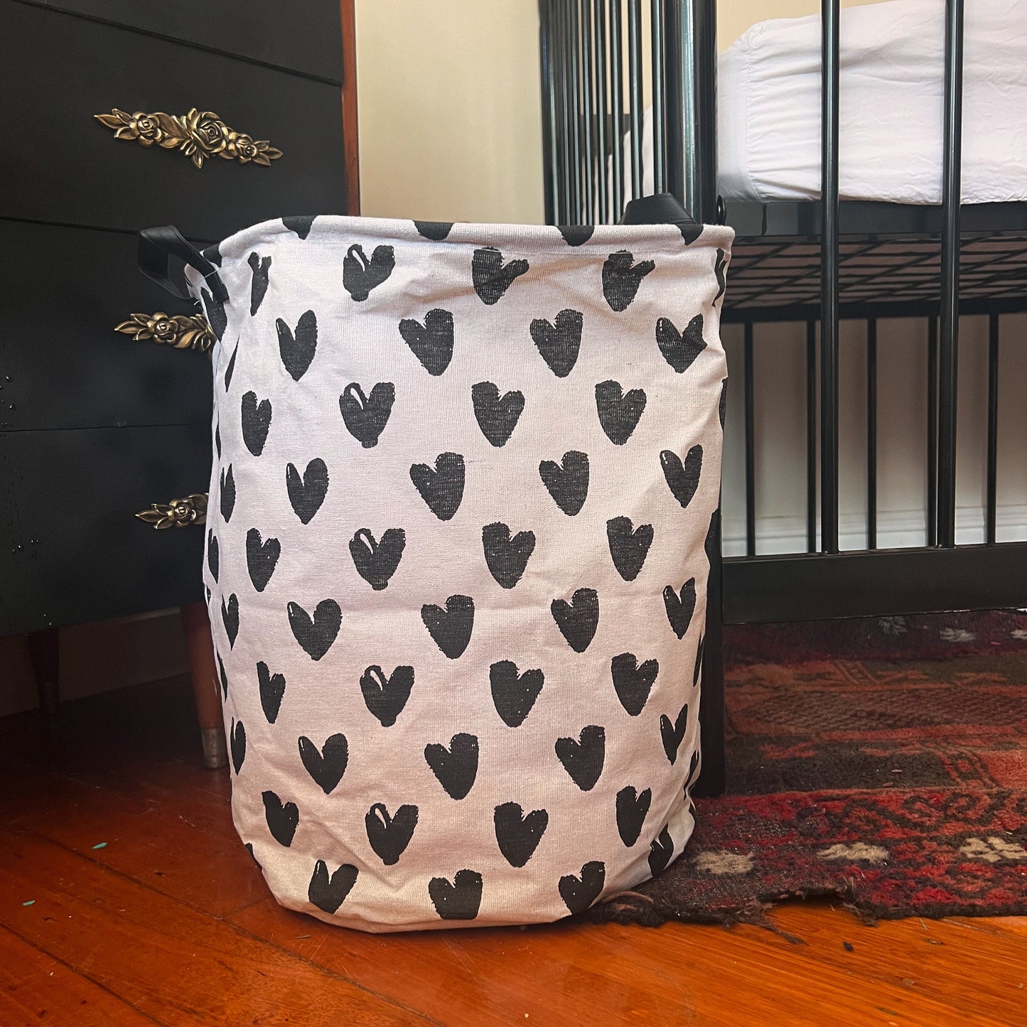 BLACK HEART LAUNDRY BASKET