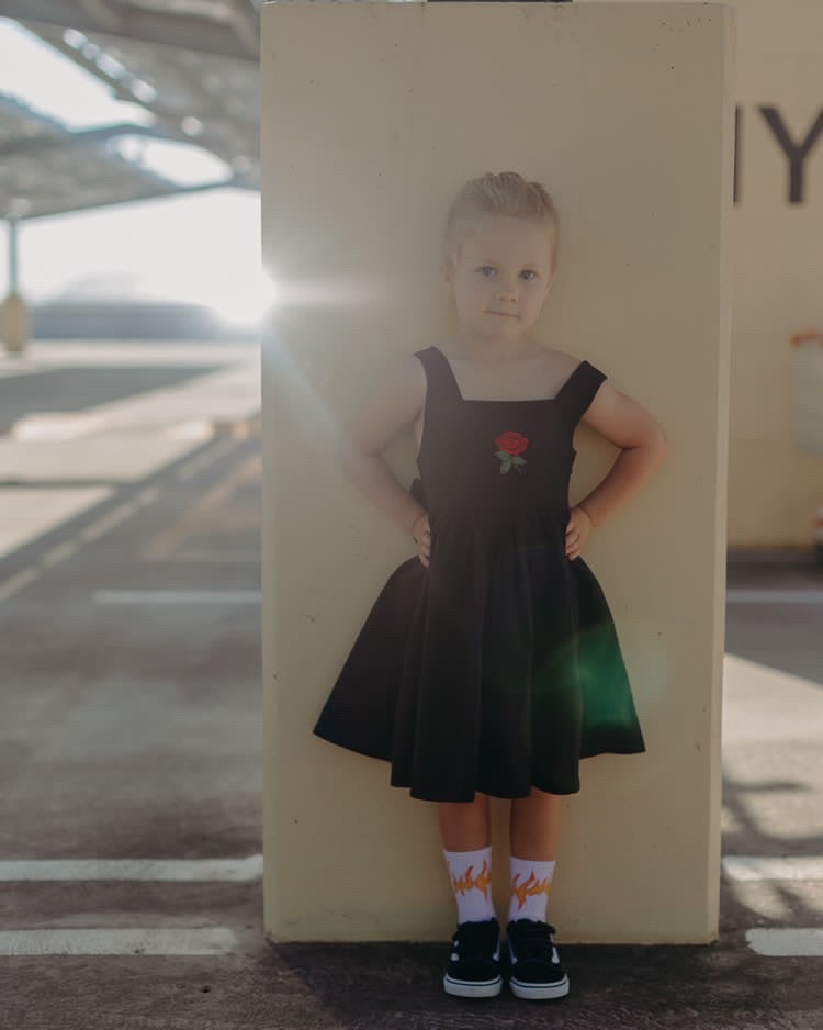 BLACK BOW ROSE DRESS