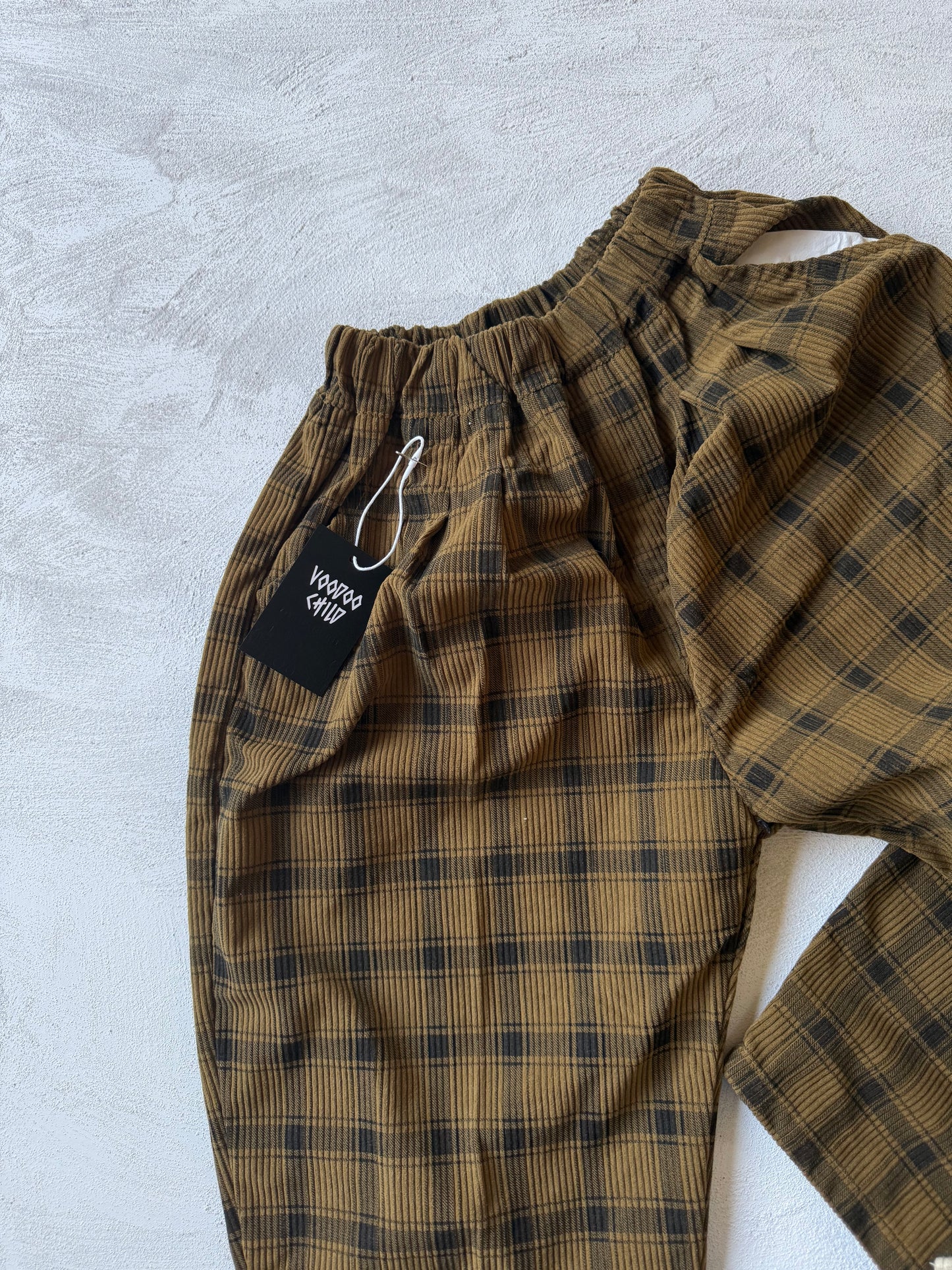 Plaid pants mustard