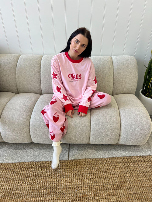 ADULT FLAMING HEART KNIT PANTS